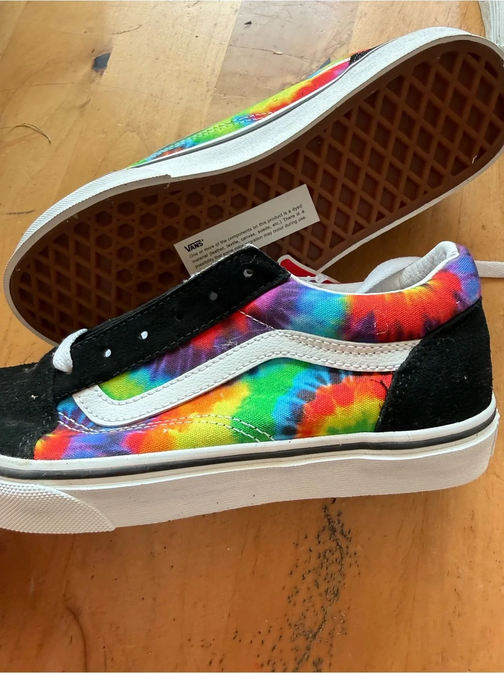 Vans Kids Tie-Dye Skate Shoes - Black & Rainbow 3.5